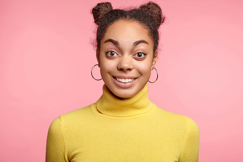 young woman with very clean teeth